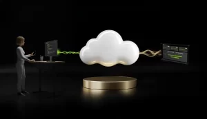 Visual representation of NVIDIA DGX Cloud architecture, highlighting integrated tools for AI model training, serverless inference, and seamless scalability on leading cloud platforms.